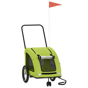 vidaXL Pet Bike Trailer Green Oxford fabric, PVC, Iron compact Foldable