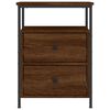 vidaXL Bedside Cabinet Set of 2 Brown Oak Engineered Wood, Iron Compact