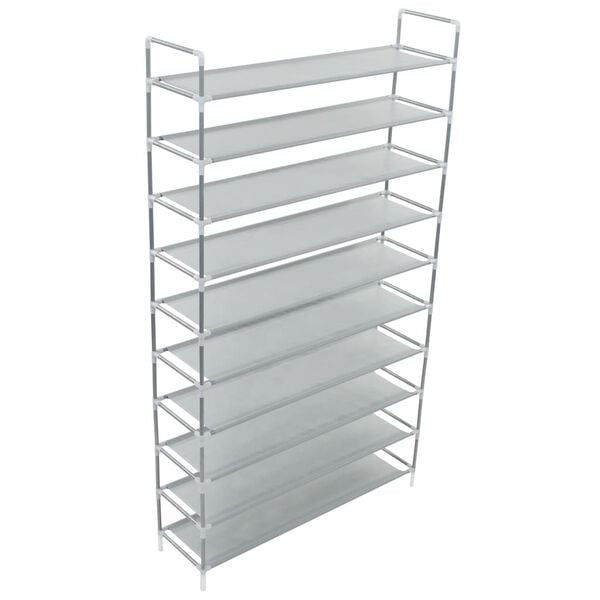 vidaXL Shoe Rack Silver Metal, Plastic, Non-Woven Fabric Large
