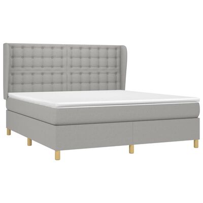 vidaXL Box Spring Bed with Mattress Light Gray Queen Fabric