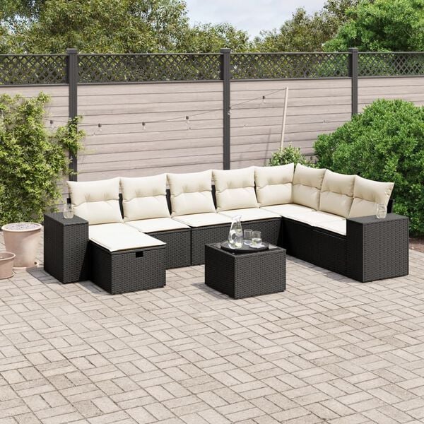 vidaXL Garden Sofa Set Black