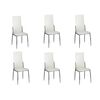 vidaXL Dining Chair Set of 6 White Synthetic leather, chrome Standard