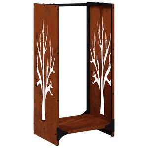 vidaXL Firewood Rack 15.7x11.8x31.5" Weathering Steel