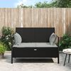 vidaXL Garden Bench Black PE rattan 2-Seater Garden Bench Rectangular