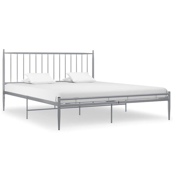 vidaXL Bed Frame Grey Powder-coated metal Full Durable Bed Frame