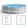 INTEX Pool Gray PVC Large Durable Above Ground Pool Round Modern