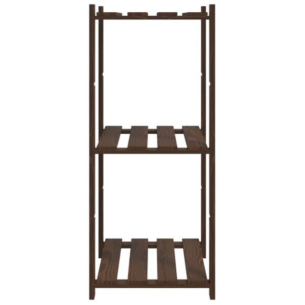 vidaXL 3-Tier Storage Rack Brown 23.6x15.0x35.4" Solid Wood Pine
