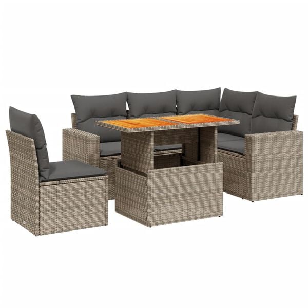 vidaXL Garden Sofa Set Grey PE rattan Large Modular Garden Sofa Set
