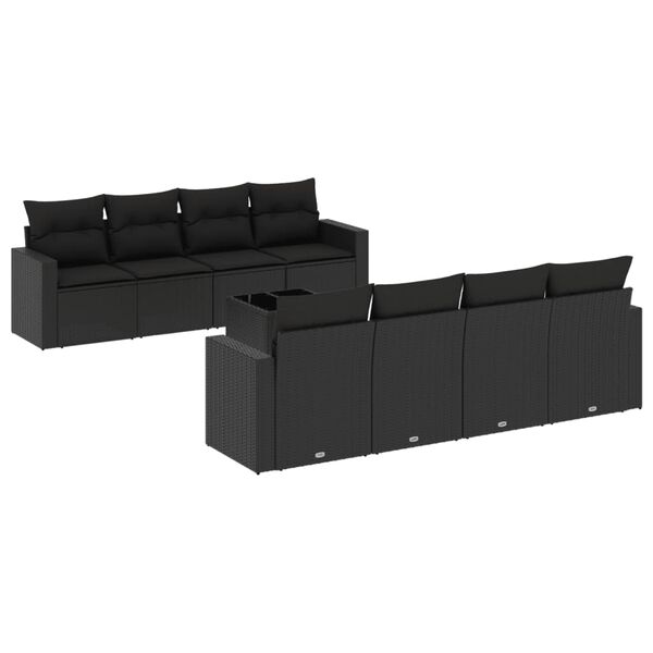 vidaXL Garden Sofa Set Set of 9 Black