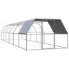 vidaXL Chicken Cage Silver and Grey Galvanized steel, Polyethylene Large