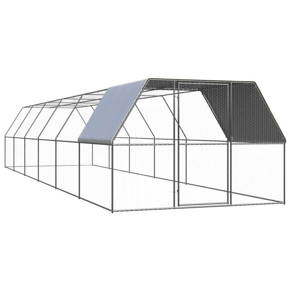 vidaXL Chicken Cage Silver and Grey Galvanized steel, Polyethylene Large
