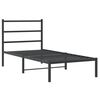 vidaXL Metal Bed Frame without Mattress with Headboard Black 35.4"x78.7"