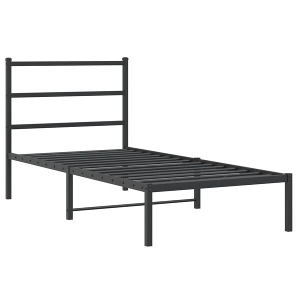 vidaXL Metal Bed Frame without Mattress with Headboard Black 35.4"x78.7"