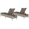 vidaXL Sun Lounger Light Grey Poly Rattan, Powder-Coated Steel