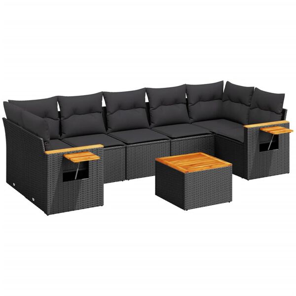 vidaXL Garden Sofa Set Black PE rattan Large Modular Outdoor Sofa Set