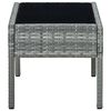vidaXL Garden Table Grey PE Rattan, Steel, Glass Medium Durable
