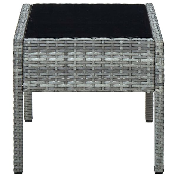 vidaXL Garden Table Grey PE Rattan, Steel, Glass Medium Durable
