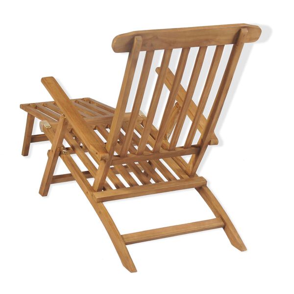 vidaXL Deck Chair Foldable Teak Chair Rectangular Traditional