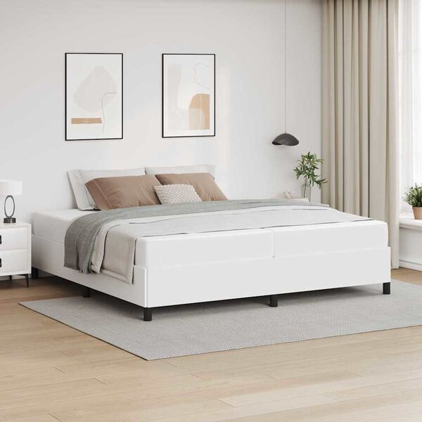 vidaXL Bed Frame with Mattress White 78.74 x 78.74 in Fabric