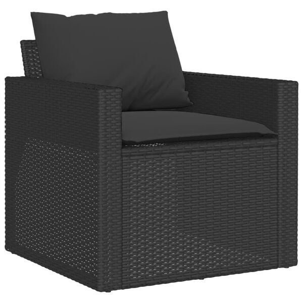 vidaXL Garden Sofa Set Black PE rattan, powder-coated steel Medium