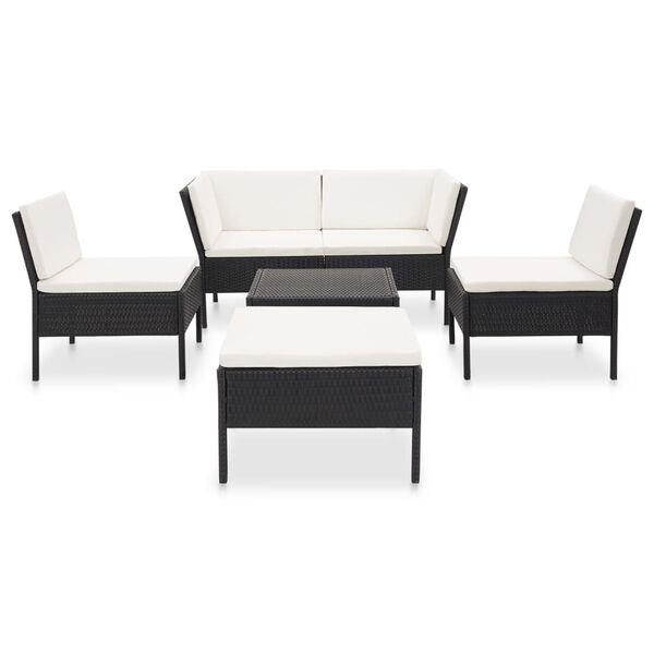 vidaXL Garden Lounge Set Black and Cream