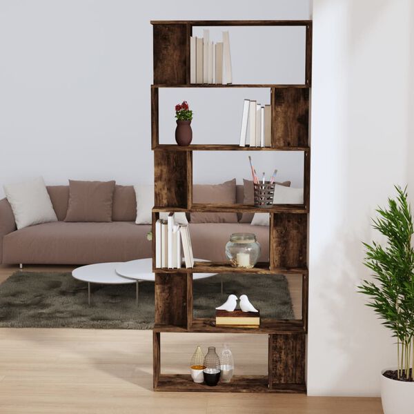vidaXL Book Cabinet Smoked oak Engineered wood 31.5 x 9.4 x 75.6 in