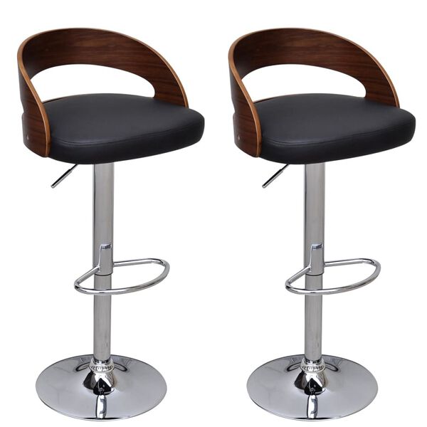 vidaXL Bar Stool Set of 2 Black, Brown
