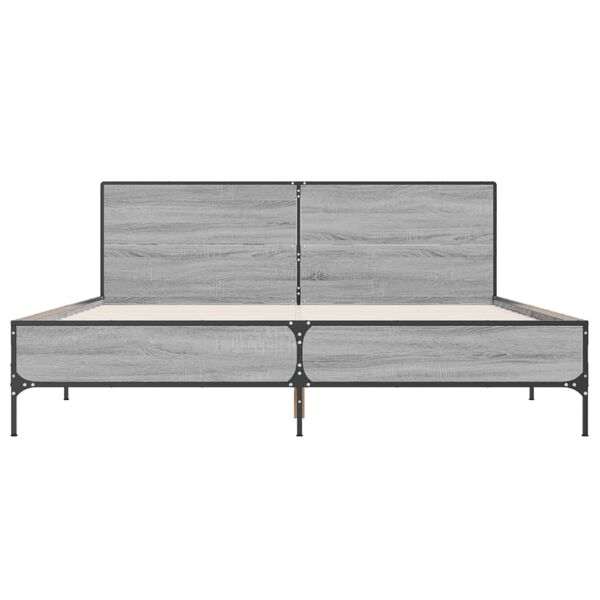 vidaXL Bed Frame without Mattress Grey Sonoma 135 x 74.8 "