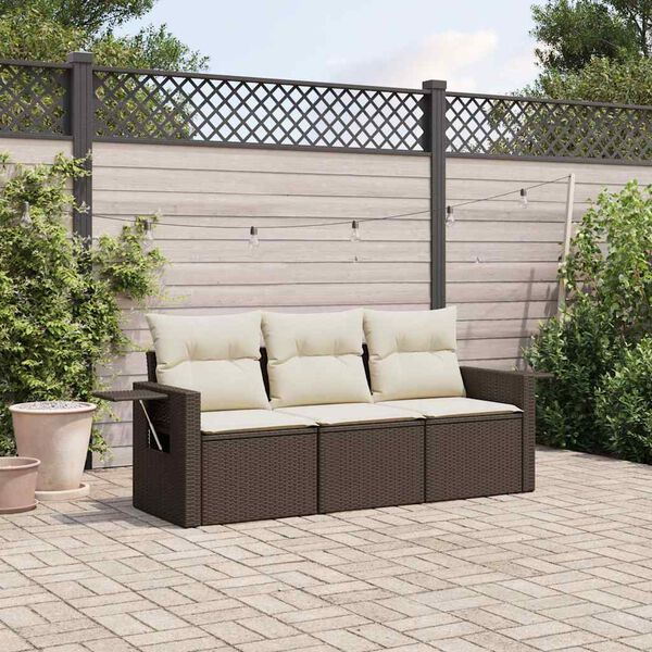 vidaXL Garden Sofa Set Brown PE Rattan Large Foldable Garden Sofa Set