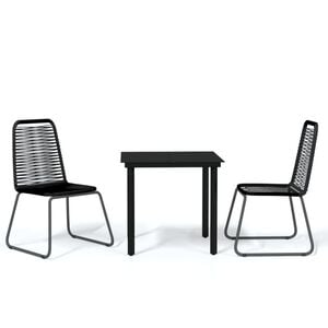 vidaXL Garden Dining Set Black Powder-coated steel, glass, PE rattan