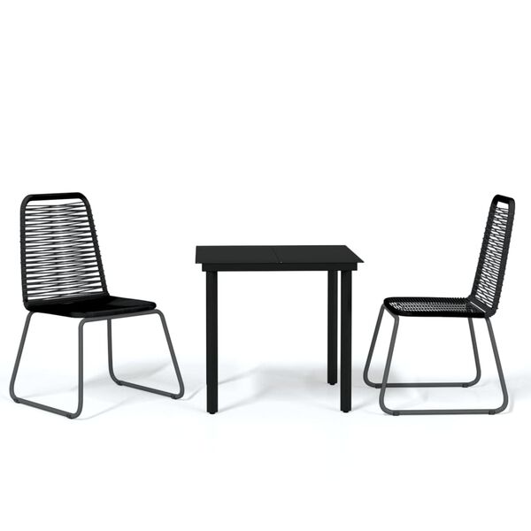 vidaXL Garden Dining Set Black Powder-coated steel, glass, PE rattan