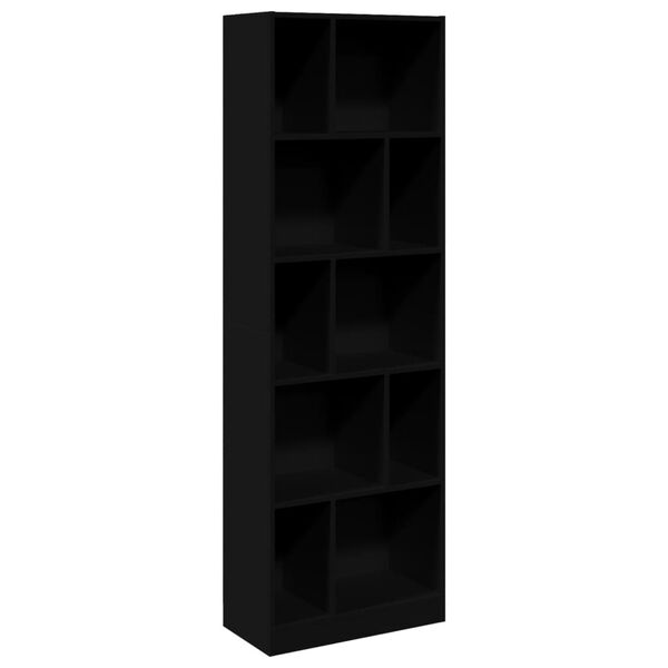 vidaXL Bookcase Black Engineered Wood Medium Bookcase Rectangular