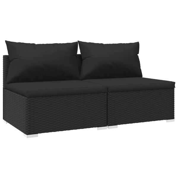 vidaXL Garden Lounge Set Black PE rattan, powder-coated steel, plastic
