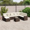 vidaXL Garden Sofa Set Brown Poly Rattan, Polyester, Tempered Glass, Steel