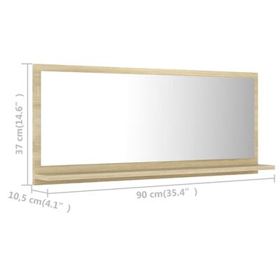 vidaXL Bathroom Mirror Sonoma Oak 35.4"x4.1"x14.6" Engineered Wood