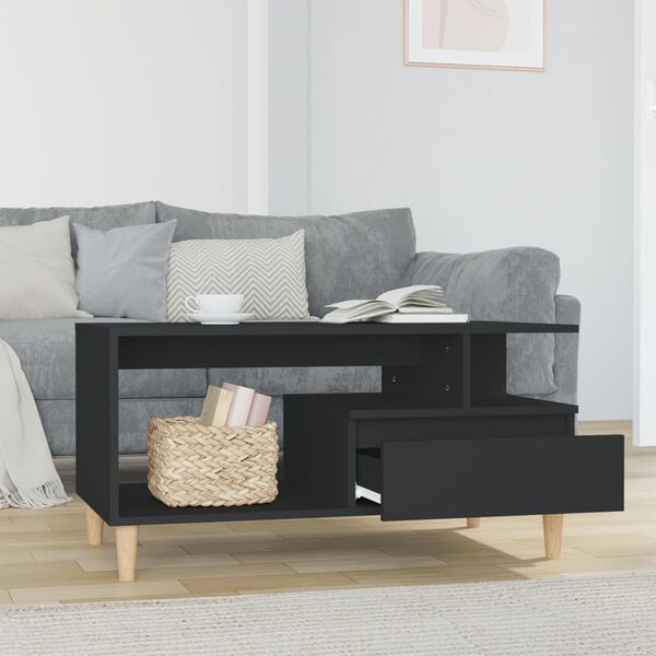 vidaXL Coffee Table Black Engineered wood Medium Coffee Table