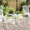 vidaXL Garden Table White Cast Aluminum Small Lightweight Garden Table