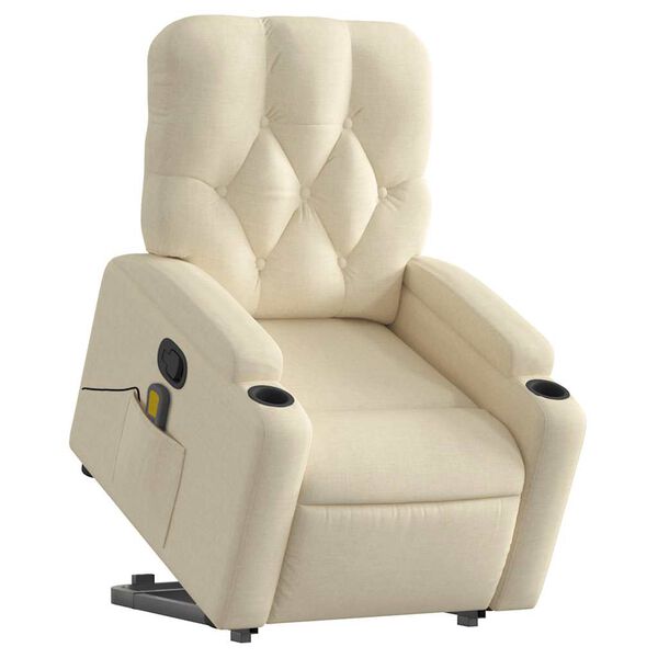 vidaXL Stand Up Massage Recliner Chair Cream