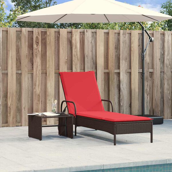 vidaXL Sun Lounger Brown PE rattan, powder-coated steel Standard
