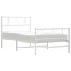 vidaXL Bed Frame White Powder-Coated Steel 35.4x78.7 in Bed Frame