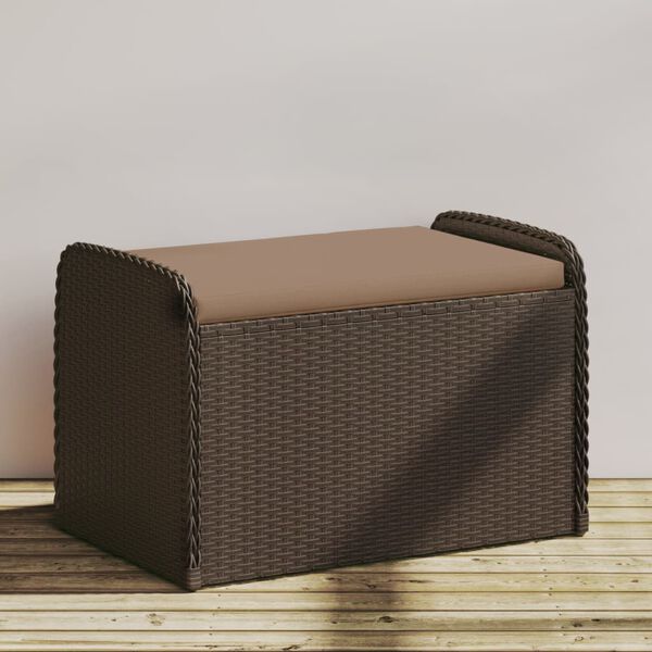 vidaXL Storage Bench Brown PE Rattan Standard Storage Bench