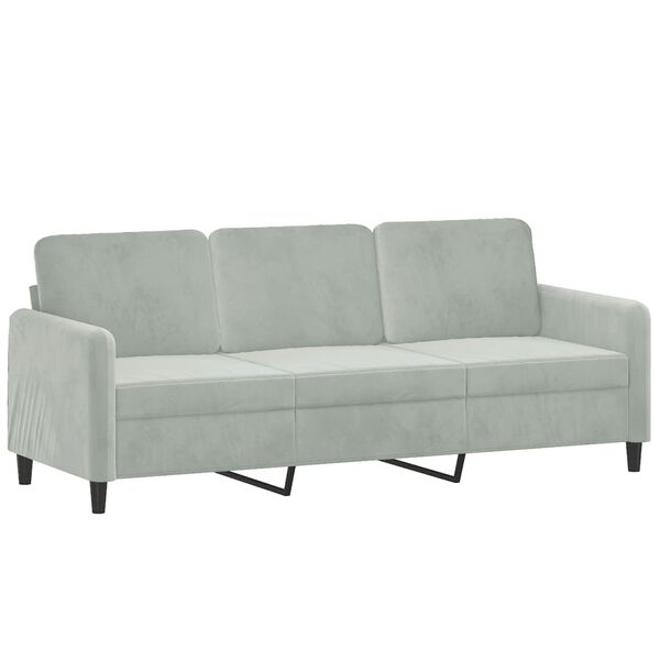vidaXL 3-seater Sofa Light grey Velvet (100% polyester), metal, textilene