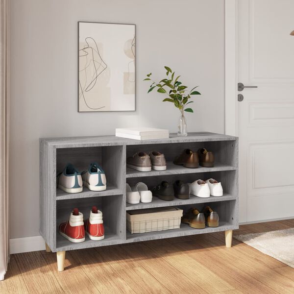 vidaXL Shoe Cabinet Grey Sonoma Engineered Wood Medium Shoe Cabinet
