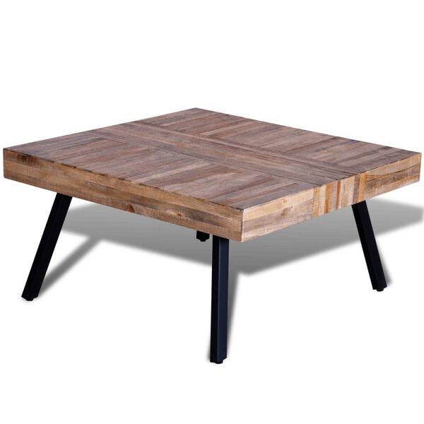 vidaXL Table Various shades of teak, black Reclaimed teak wood, painted iron