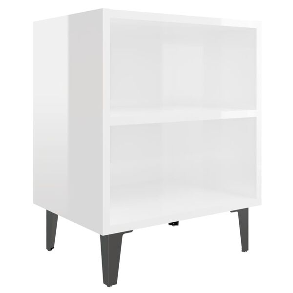 vidaXL Bed Cabinet Set of 2 High gloss white Engineered wood, metal