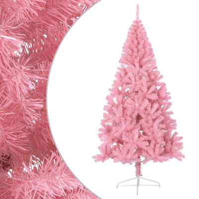 vidaXL Artificial Half Christmas Tree with Stand Pink 7 ft PVC