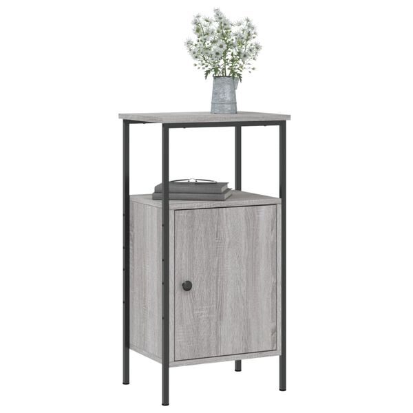 vidaXL Bedside Cabinet Gray sonoma Engineered wood, Iron Medium