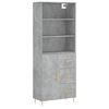 vidaXL Highboard Concrete grey Engineered wood, Iron 27.4 x 13.4 x 70.9 in