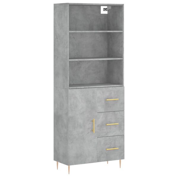 vidaXL Highboard Concrete grey Engineered wood, Iron 27.4 x 13.4 x 70.9 in