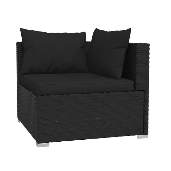 vidaXL Garden Lounge Set Black PE Rattan